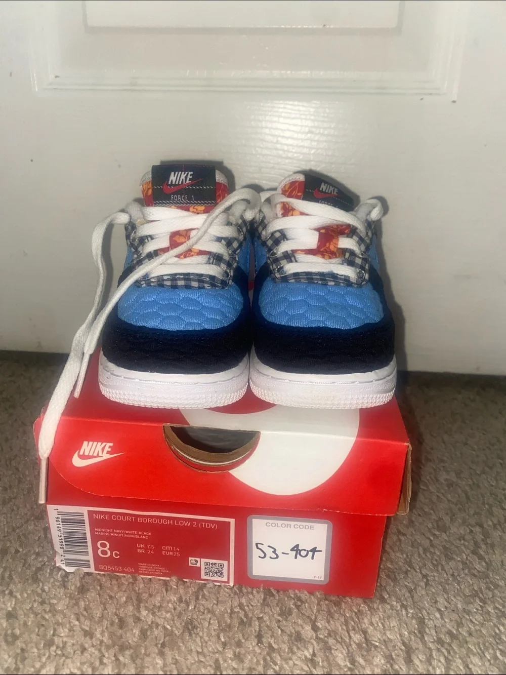 Nike Kids Court Borough Low 2 Sneakers - Black/Blue/White